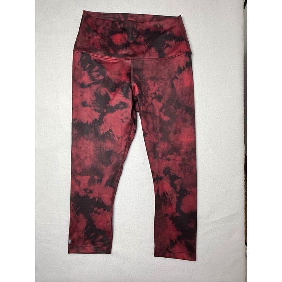 NOBULL Pants - NOBULL Womens Tie Dye Cropped Leggings Red Black Size S Workout Tights